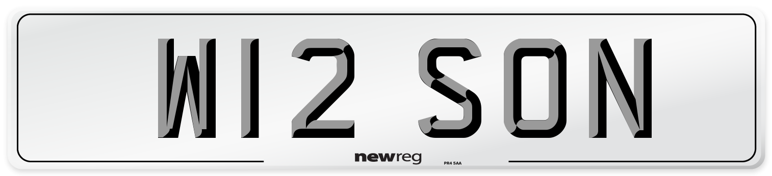 W12 SON Number Plate from New Reg